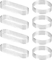 Timesetl kepimo žiedų rinkinys iš nerūdijančio plieno, 8 dalių torto žiedas, torto forma, putėsių torto žiedas, 4 torto žiedai apvalūs 8 cm + 4 torto žiedai ovalūs 13 cm, desertiniai žiedai iš nerūdijančio plieno putėsiams, pyragams, kišams