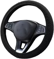 Universalūs automobilio vairo užvalkalai 37–38 cm neslystantis vairo užvalkalas kvėpuojantis tinklinis vasarinis vairo užvalkalas vairo apsauga transporto priemonėms sunkvežimiui juodas