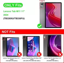 Fintie dėklas su rašiklio laikikliu, skirtas Lenovo Tab M11 (tb330) 11 colių 2024, minkštas Tpu galinis apsauginis dėklas su dokumentų skyreliais ir daugia kampų peržiūra, netinka Lenovo Tab P11 11 colių, denim pilkas