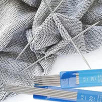 Nerūdijančio plieno dvigubų virbalų rinkinys su mezgimo priedais, 20 cm metalinių virbalų rinkinys 2.0-5.0 mm, trumpi tiesūs mezgimo virbalai kojinėms ir mažiems projektams (pakuotė)