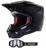 Šalmas Alpinestars Scout Sm5 S-m5 juodas + akiniai Ls2 Charger Pro, dydis M