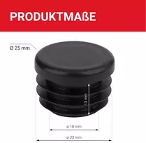 Apvalūs vamzdžių kamšteliai 25 mm, 10 vnt.