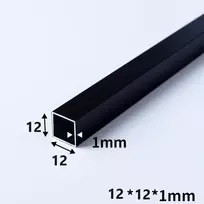 Kwweeoo juodas aliuminio kvadratinis vamzdis 4 vnt 12 mm x 12 mm x 300 mm ilgio sienelės storis 1 mm 4 vnt aliuminio kvadratinio vamzdžio spalva juoda
