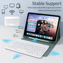 Gkabxy dėklas su klaviatūra, skirtas ipad (a16) 10/11 kartos, 10.9/11 colių, (2022/2025), minkštas tpu galinis dėklas su rašiklio laikikliu, magnetinė nuimama bluetooth klaviatūra, qwertz išdėstymas, night žalias