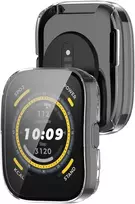 Feysentoe 2 dėklų rinkinys su stikliniu ekrano apsaugos skydeliu, suderinamas su Amazfit Bip 5 apsauginiu dėklu (skaidrus + skaidrus)