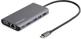Startech.com Dkt30chvausp Usb-c multiportinis adapteris Hdmi arba Vga 100w Pd prijungtas pagrindinio kompiuterio kabelis Sd kortelių skaitytuvas Usb-c mini dokas 116 mm x 60 mm x 15 mm