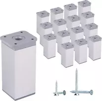 (16 vnt. pakuotė) Reguliuojamo aukščio baldų kojelės, kampinis profilis: 40 x 40 mm, medžiagos: plastikas, aliuminis, varžtai įtraukti (16, 10 cm aukščio)