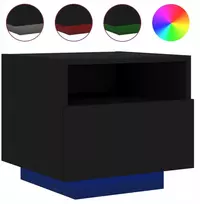 Naktinis staliukas su Led apšvietimu, juodas, 40x39x