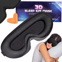 Just-deal 3d miego kaukė reguliuojama juoda + ausų kištukai