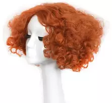Yuehong trumpas garbanotas oranžinis perukas anime vakarėliui, filmų cosplay kostiumų perukas, atsparus karščiui sintetinių pluoštų perukas