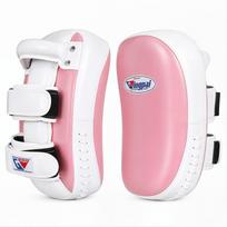 Martial Arts Kick Shield Muay Thai Boxing Taekwondo Sparring Training Adult Combat Equipment Curved Foot Target Muay Thai Curved Kick Pad, Pink-White, 1pc