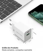 Usb c įkroviklis, 2 prievadų greitasis įkroviklis, skirtas iphone 16/16 pro/16 pro max/16 plus/15/14, galaxy, pixel 4/3, ipad (be kabelio)