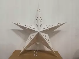 Led popierinė žvaigždė balta pakabinama kalėdinė dekoracija 60cm