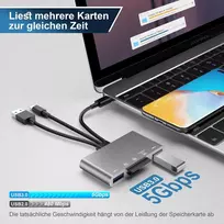 5 viename Sd kortelių skaitytuvas, didelės spartos Usb 3.0 adapteris telefonams/planšetiniams kompiuteriams su Usb C ir Usb A įrenginiais su micro Sd ir Sd kortelių lizdais, palaiko Sd/micro Sd/sdhc/sdxc/mmc