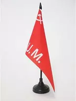 Az flag workers' party of marxist unification stalo vėliavėlė 5'' x 8'' - poum stalo vėliava 21 x 14 cm - juodas plastikinis kotas ir pagrindas