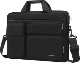 Mosiso pečių krepšys nešiojamam kompiuteriui 13 colių, 13 - 13,3 colio, suderinamas su Macbook Pro 14 colių M4 M3 M2 M1, Hp Dell Asus nešiojamuoju kompiuteriu su 2 paaukštintais ir 1 atvartu ir 1 horizontaliu skyriumi ir rankena ir diržu, juodas
