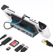 Cuifati steam deck dokas, skirtas rog ally – 10 viename dvigubas ventiliatoriaus dokas – 2 x usb 3.0, 3 x usb 2.0, hdmi 4k@60hz rj45, atminties kortelė, atminties kortelė, 100w pd prievadas
