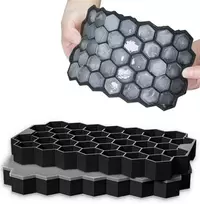 Silikoninės ledo kubelių formelės, 2 vnt., 37 skyrių ledo kubelių forma, sudedama ledo kubelių forma su dangteliu, atšaldytiems gėrimams, viskiui ir kokteiliams, sertifikuota pagal Lfgb ir be Bpa, juoda