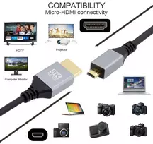 Hdmi 2.1 kabelis 0.5m, Micro Hdmi - Hdmi, 8k 60hz, 4k 120hz