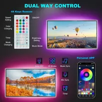 Hoobabuy Led Tv apšvietimas, Led juosta 3 metrai, tinka 40-55 colių televizoriams ir kompiuteriams, valdymas programėle ir nuotolinio valdymo pulteliu, Rgb, 30 šviesos diodų/m, maitinamas per Usb