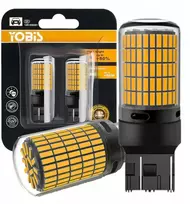 Led lemputės w21/5w t20 7443 canbus oranžinės stiprios 150smd posūkio signalas