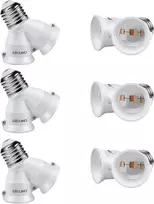 Dicuno e27 lempos lizdo skirstytuvas adapteris 2-in-1, e27 lizdo skirstytuvas, skirtas led lempai, lemputei, halogeninei lempai, lempos pagrindo keitiklis, 6 vnt.
