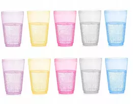 Spalvoti plastikiniai puodeliai vaikams piknikui 10 vnt 300ml transparent