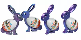 4x Velykinis zuikis, stovas, laikiklis kiaušiniui Kinder siurprizas