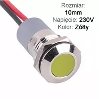 Prietaisų skydelio signalinė Led lemputė 10mm 230v geltona