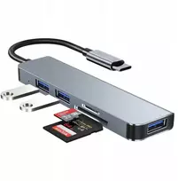 5in1 adapteris hub usb-c 3.0 sd tf kortelių skaitytuvas nešiojamam kompiuteriui telefonui planšetiniam kompiuteriui