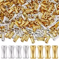 Sofplate 1 dėžutė, 400 vienetų, 2 spalvų bambuko lazdelės karoliukai, metaliniai vamzdelio karoliukai, 9 mm aukso spalvos smulkūs kaulo jungties lydinio sidabro bambuko tarpikliai, laisvi karoliukai papuošalų gamybai, pakabukai apyrankėms, kaklo papuošala