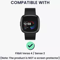 Kwmobile 2 x Plastikinis dėklas, suderinamas su Fitbit Versa 4 / Sense 2 apsauginiu rėmeliu - blizgučių apsaugos priedai, juodas / sidabrinis