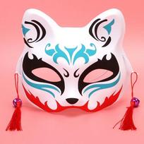 Japanese Fox Mask Half Face Hand-Painted Cat Fox Anime Demon Slayer Masquerade Halloween Festival Cosplay Prop Party Supplies