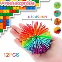 Ahejioo rinkinys iš 12 pūkuotų kamuoliukų, 6,5 cm, spalvingi šokliukai, guminis kamuolys, skirtas vakarėlių maišeliams, vaikų gimtadienio vakarėliams 10, 9, 8, 7, 6, 5, 4 metai / šeimos žaidimai / vakarėlis / suvenyrai / draugų žaidimai / lauke