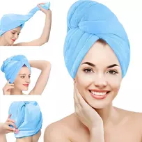 Retoo plaukų turbanas, mikropluošto rankšluostis, plaukų rankšluostis, turbanas, mikropluošto rankšluostis plaukams džiovinti, galvos apdangalas, rankšluostis ilgiems plaukams, greitai džiūstantis turbanas, 26 x 65 cm, mėlynas