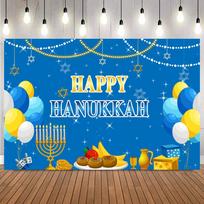 Happy Hanukkah Jewish Festival Photo Backdrop Jerusalem Menorah Star of David Fried Food Party Decor Photography Background Prop18 98×71inch/250*180cm