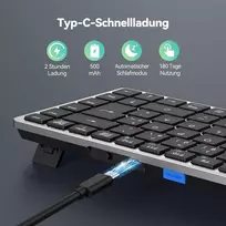Tecknet belaidė klaviatūra – laisvas perjungimas tarp 4 įrenginių (2,4 g + bt), įkraunama bluetooth klaviatūra, vokiškas qwertz itin plonas išdėstymas, skirtas pc, nešiojamam kompiuteriui, planšetiniam kompiuteriui, išmaniajam televizoriui ir mobiliajam t