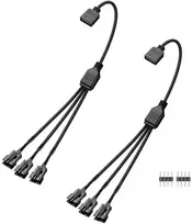 Gintooyun 2 vnt. 1 į 3 Argb skirstytuvo kabelis, 12 V, 4 kontaktų moteriška jungtis į tris Sm 4 kontaktų vyriškas adresinius Rgb skirstytuvo kabelius, skirtas Led šviesos juostoms, 12 V Argb ventiliatoriui, kompiuterių korpusams ir kt. (30 cm) (style 6)