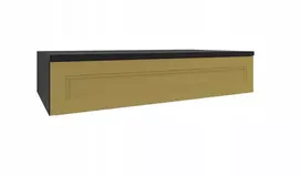 Pakabinamas tualetinis staliukas Retro Gold, juoda auksinė konsolė 60 cm, stalčius su „klik“ sistema, rašomasis stalas