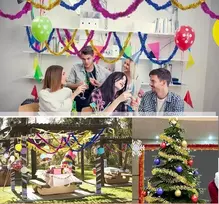 20 m žvaigždžių blizgučių girlianda, blizganti folijos kalėdinė eglutės girlianda, kalėdinė dekoracija, kalėdinė girlianda, pakabinama dekoracija vestuvėms, kalėdoms, naujųjų metų išvakarėms, gimtadienio vakarėliui, karnavalui, teminiam vakarėliui