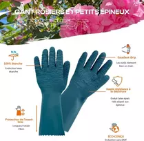 Rostain Protectmax-it09 sodo pirštinės rožėms Small 100% vandeniui atsparios ilgos lateksinės storos dydis 9 žalios mėlynos 9