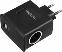 Logilink Įkroviklis Adapteris Kubas 2 Usb prievadai + 1 lizdas žiebtuvėliui 12 W