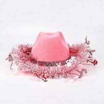 Sunscreen Christmas Cowboy Hat Ribbon Decoration Western Hat Novelty Top Hat  Music Festival rožinė