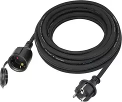 Lauko ilgintuvas 2 m, skirtas naudoti lauke, guminis maitinimo ilgintuvas su schuko kištuku, ip44 ilgintuvas, h07rn-f 3g 1.5 mm² kabelis, su apsauginiu dangteliu, 3500 w, 16 a 250 v, juodas