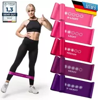 Body & Mind® Fitneso juostos 5 vnt. 5 lygių atsparumo