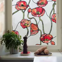 Lipni 3d vitražinė langų plėvelė Fancyclings, skirta privatumui vonioje, priekinėms durims, namams, apsaugai nuo saulės, apsaugai nuo karščio, ramunės, 44 x 120 cm