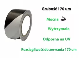 Lipni žymėjimo juosta grindims balta-juoda 50mm x 33m, storis 170um