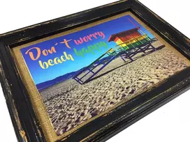 Annesvea Beach! Spausdintas plakatas A4 Don't Worry - Beach Happy! Autobusas Kemperis Karavanas Karavanas Womo Kelionės Paplūdimys Banglentininkas Dovana Paplūdimio Baro Dekoracija Atostogų Namai