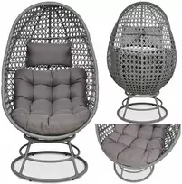 Sodo kėdė Technorattan Basket Holiday Swivel terasai, balkonui, pilka