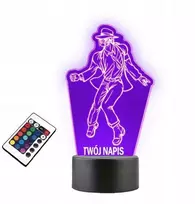 Platinet Lempa ant stiklo Statulėlė Dainininkas Michael Jackson 3d Led Rgb + Nuotolinio valdymo pultas 16